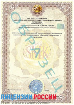 Образец сертификата соответствия (приложение) Сковородино Сертификат ISO 13485